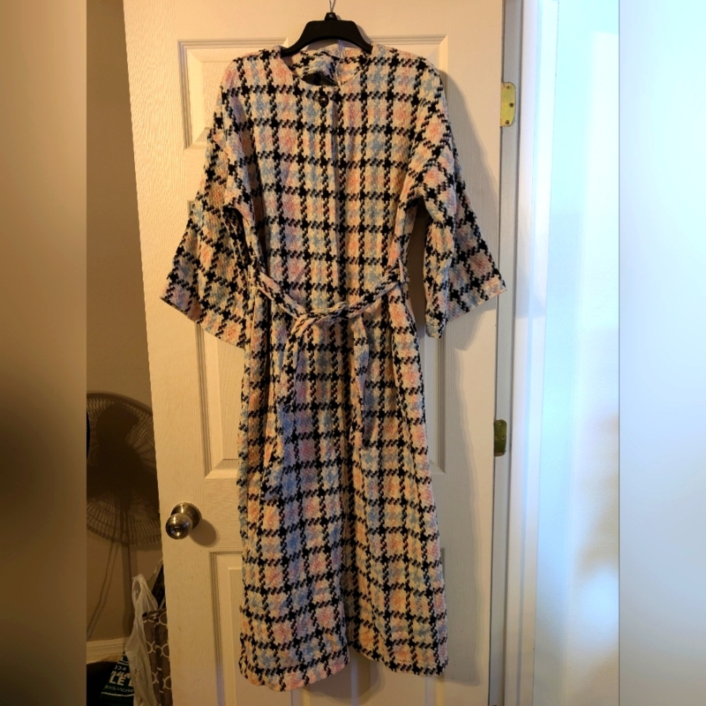 Chic Plaid Belted Dress. Bislife